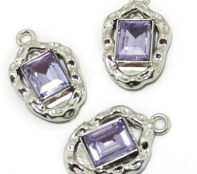 Light Purple & Silver Pentagonal Designer Silver Charms