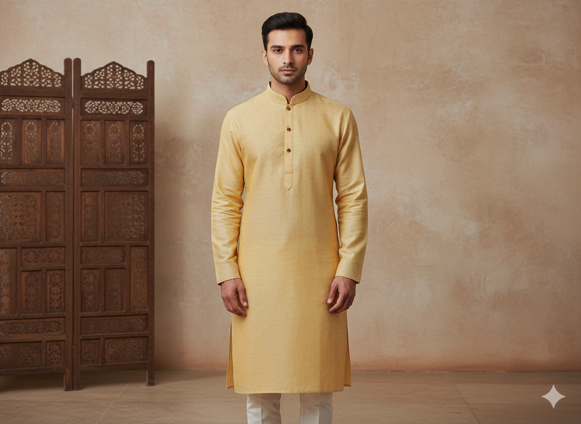 बफ़ क्रीम कॉटन लिनन फ़ैब्रिक