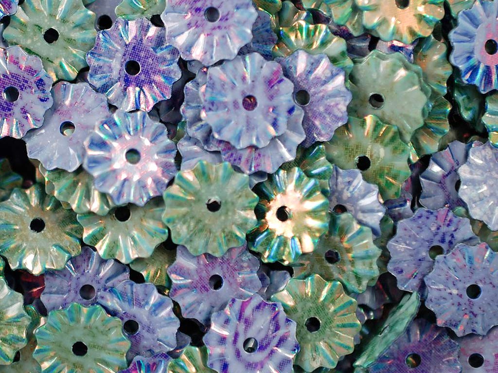 Purple Green 1 Hole Circular Plastic Sequins (1809423826978)