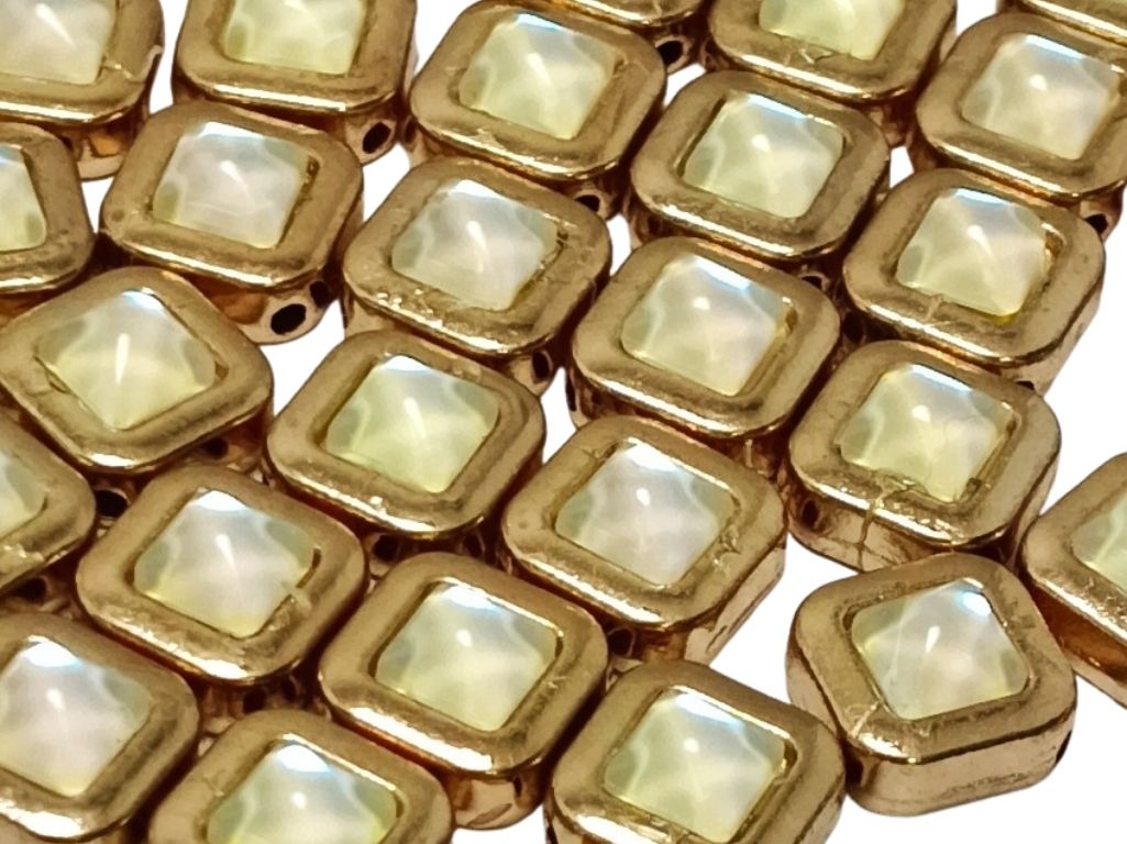 White Square Metal Charms
