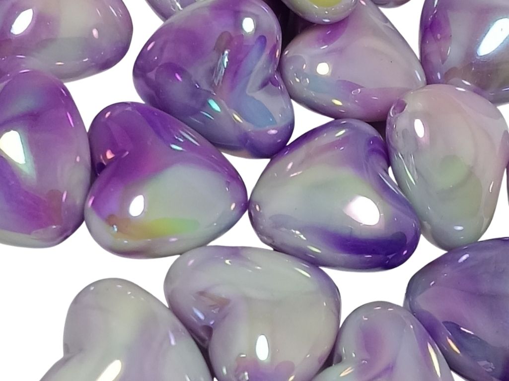 Purple Rainbow Glossy Heart Shaped Acrylic Beads