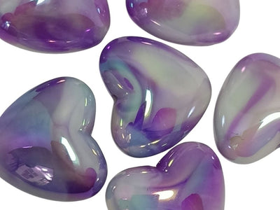 Purple Rainbow Glossy Heart Shaped Acrylic Beads