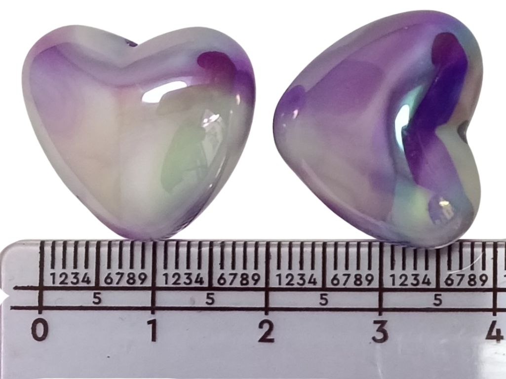 Purple Rainbow Glossy Heart Shaped Acrylic Beads