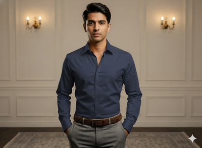 गहरे नेवी ब्लू प्लेन ग्लेज्ड कॉटन फैब्रिक थोक