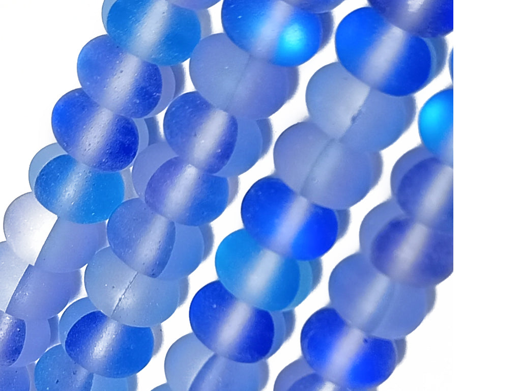 Blue Rondelle Natural Aura Glass Beads