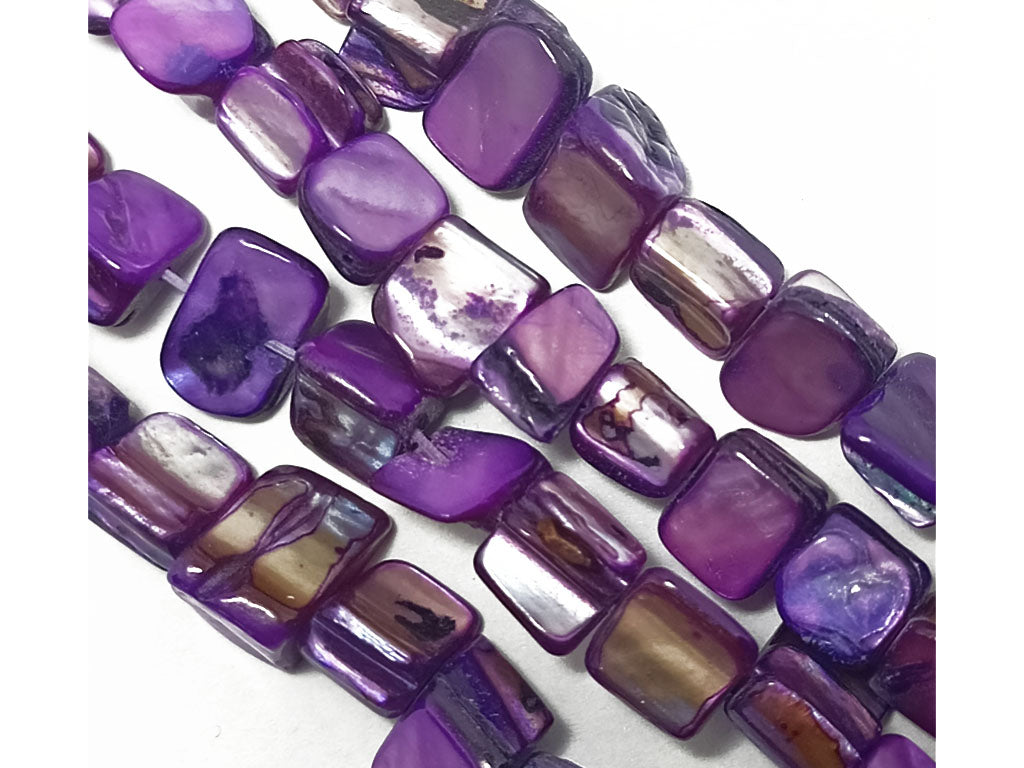 Purple Rectangular Uneven Shell Beads