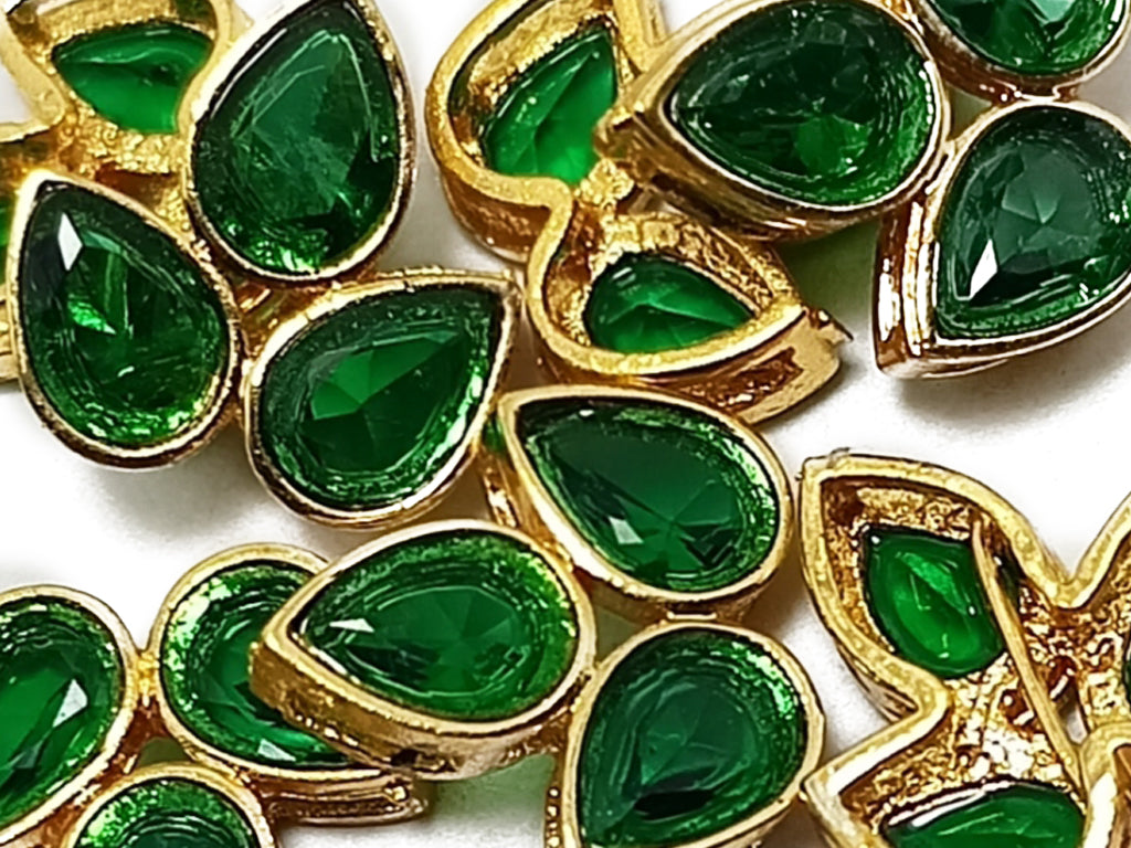 Green & Golden Lotus Shaped Kundan Stones