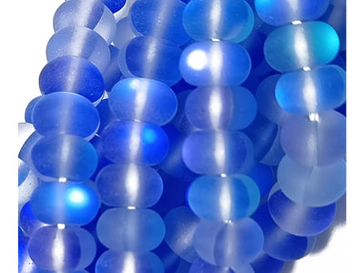 Blue Rondelle Natural Aura Glass Beads