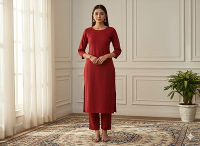 मैरून प्लेन ग्लेज्ड कॉटन फ़ैब्रिक (थोक)