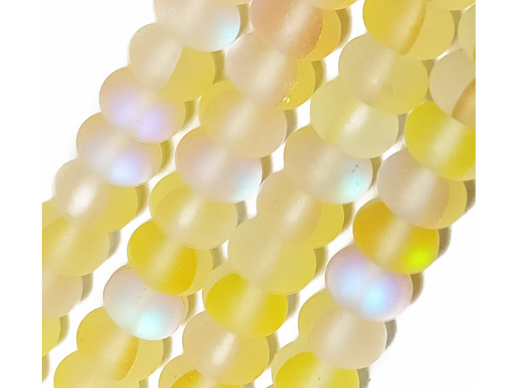 Yellow Rondelle Natural Aura Glass Beads