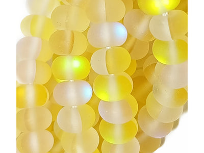 Yellow Rondelle Natural Aura Glass Beads