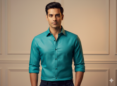 समुद्री टील सादा ग्लेज्ड कॉटन कपड़ा