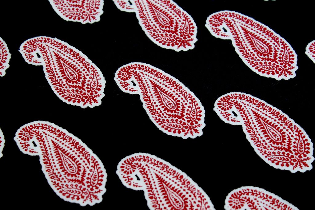 Black & Red Paisley Printed Pure Cotton Fabric