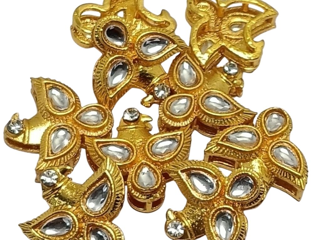 White  Bird Shaped Meena Kundan Stones