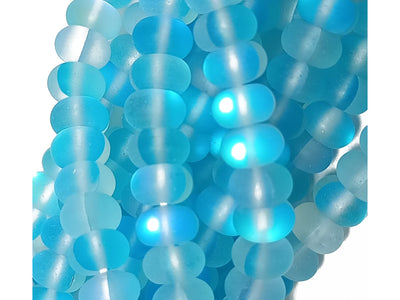 Ice Blue Rondelle Natural Aura Glass Beads