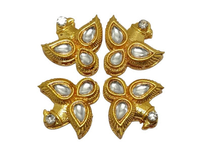 White  Bird Shaped Meena Kundan Stones