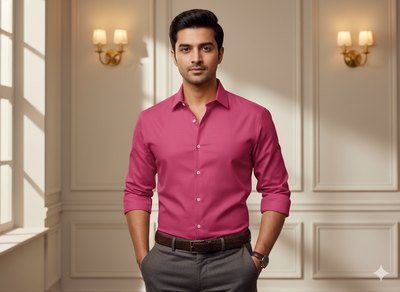 गहरा मैजेंटा सादा ग्लेज्ड कॉटन कपड़ा