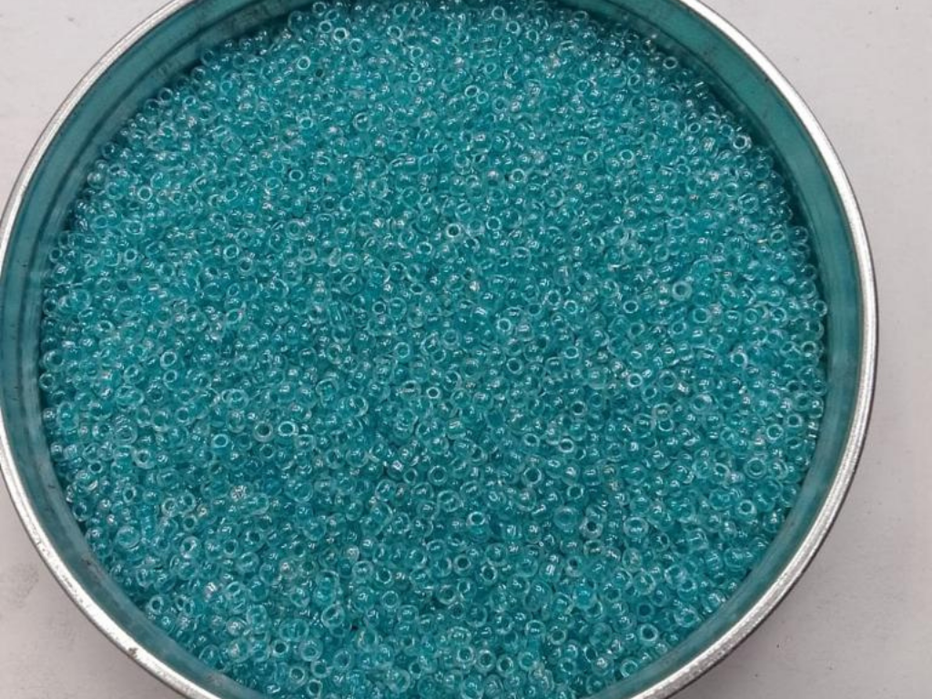 Aqua Blue Transparent Round Rocaille Glass Seed Beads- 2 mm (Wholesale)