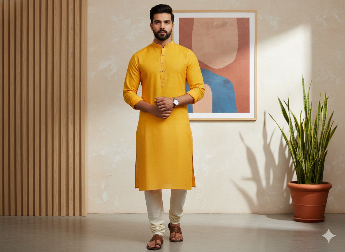 सरसों पीला सूती लिनन कपड़ा