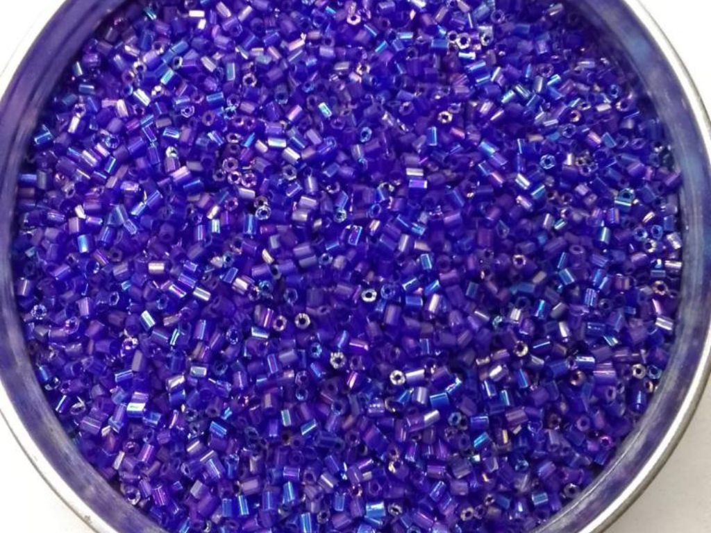 Bluish Purple Lustre 2 Cut Glass Seed Beads- 2 mm (Wholesale)