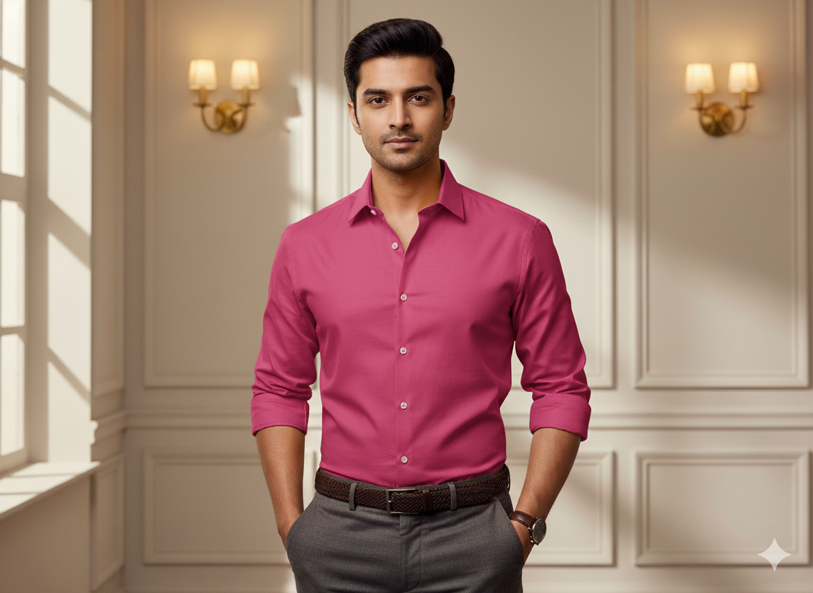 गहरा मैजेंटा सादा ग्लेज्ड कॉटन कपड़ा (थोक)