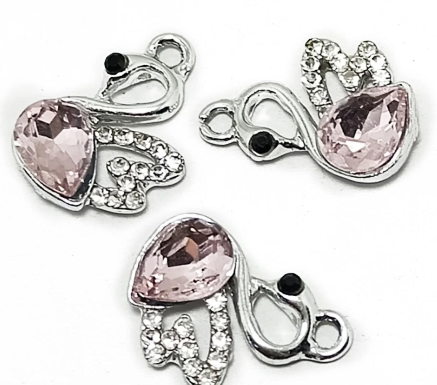 Pink & Silver Bird Shaped Designer Silver Charms