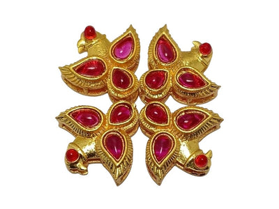 Rani Pink  Bird Shaped Meena Kundan Stones