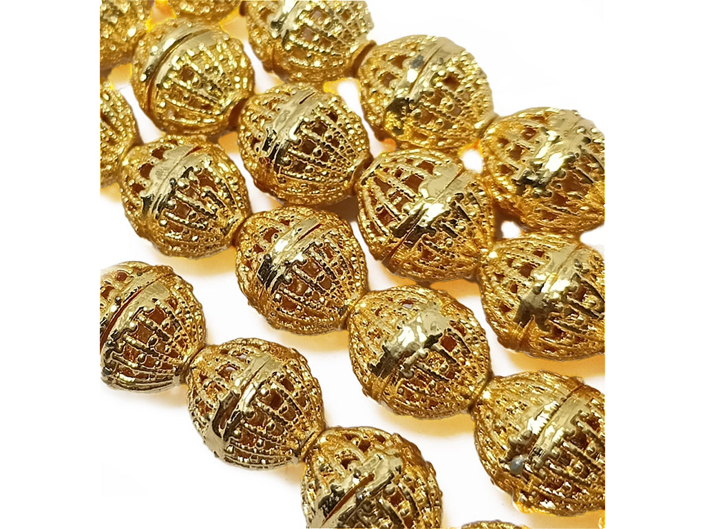 Antique Golden Cylindrical Polished Brass Beads