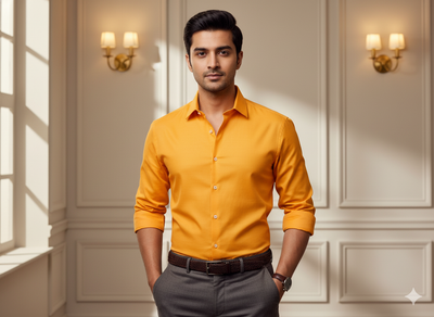 सनी पीला सादा ग्लेज्ड कॉटन कपड़ा