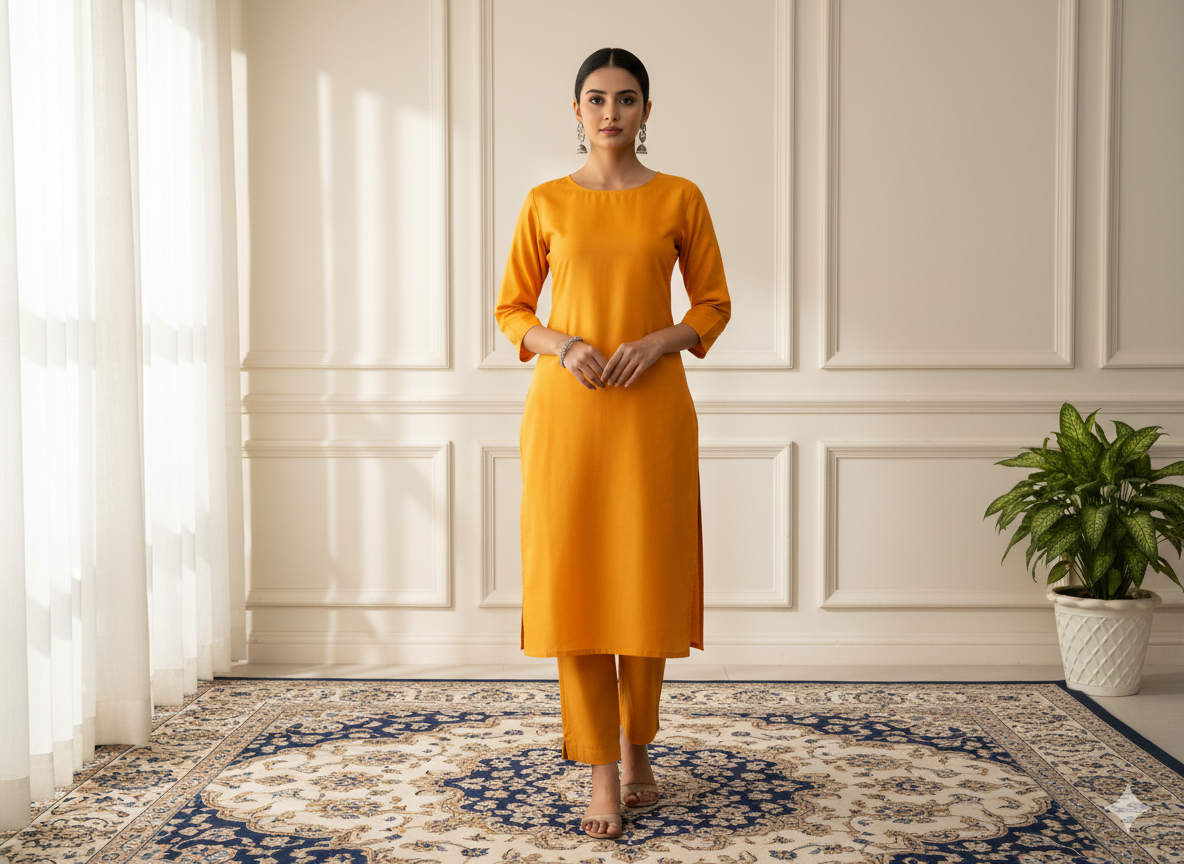 सनी पीला सादा ग्लेज्ड कॉटन कपड़ा (थोक)