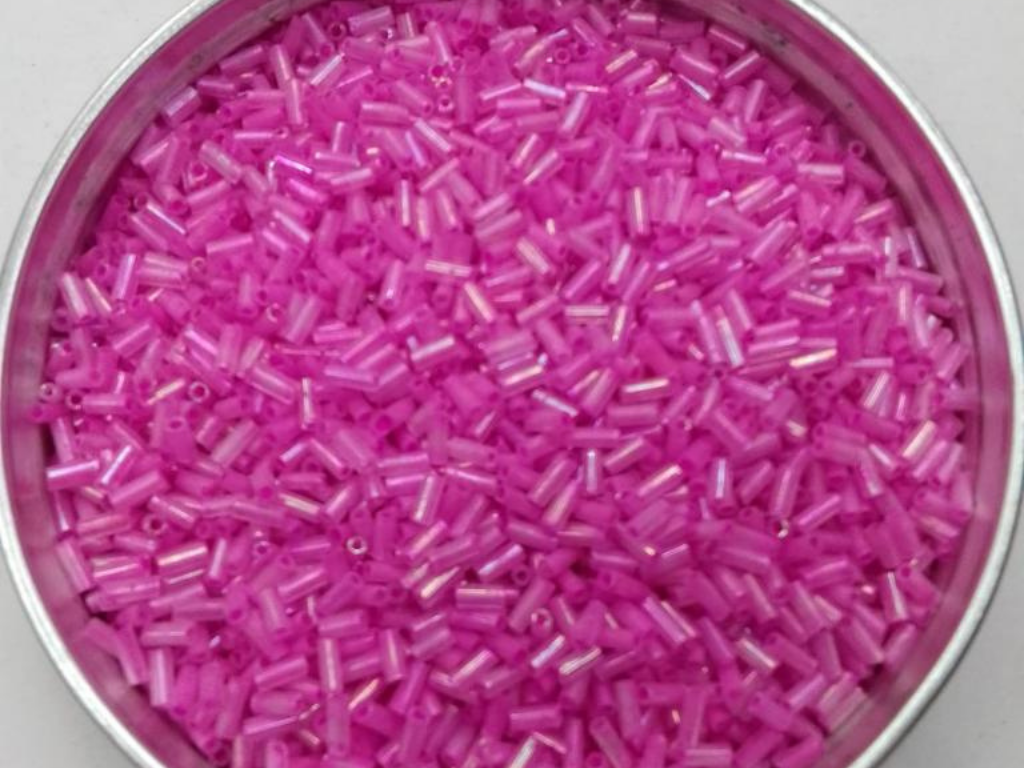 Pink Lustre Pipe Glass Seed Beads- 4.5 mm