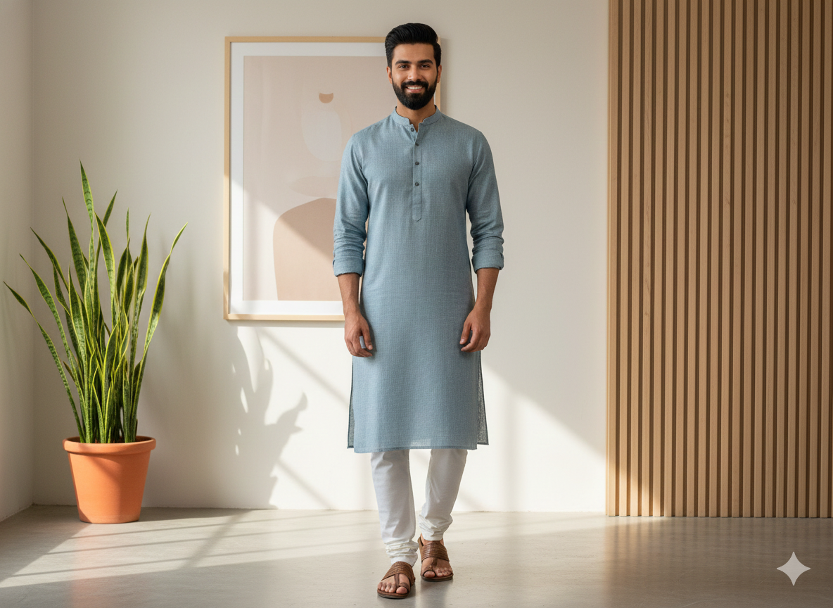 फ़िरोज़ी नीला प्रीमियम लिनन 60 ली फ़ैब्रिक