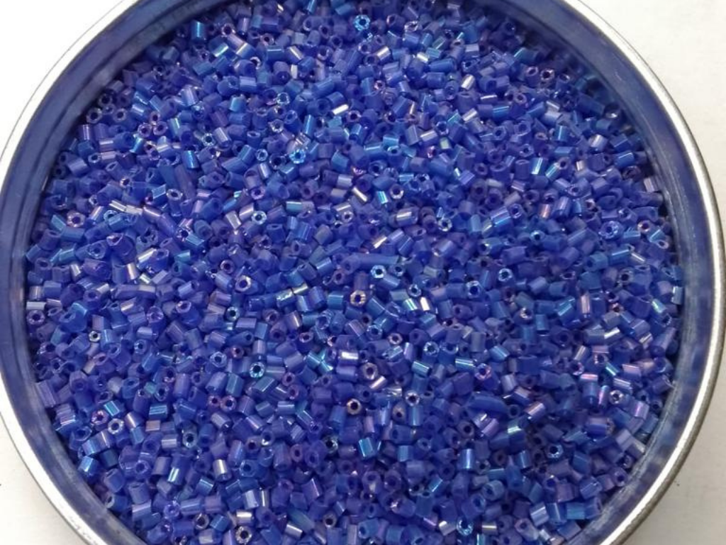 Blue Opaque Lustre 2 Cut Glass Seed Beads- 2 mm