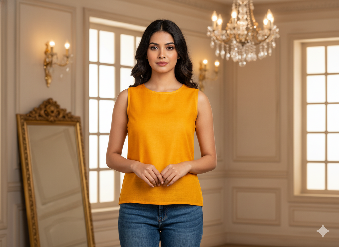 सनी पीला सादा ग्लेज्ड कॉटन कपड़ा