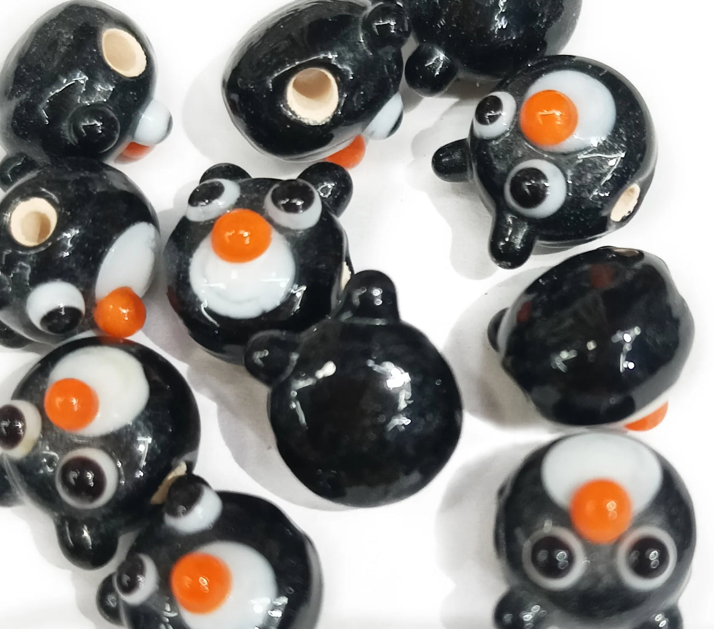 Black & Orange Bird Shape Glass Charms