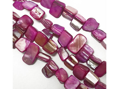 Magenta Rectangular Uneven Shell Beads