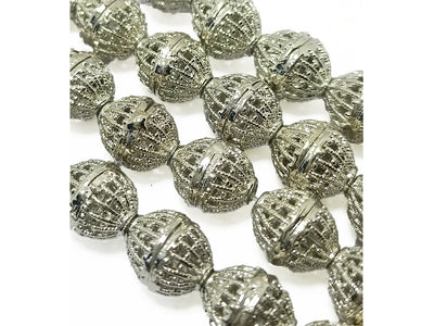 Antique Silver Cylindrical Polished Brass Beads