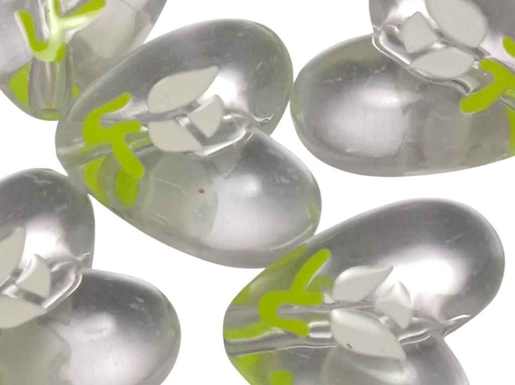 Transparent White Rainbow Glossy Designer Heart Shaped Acrylic Beads