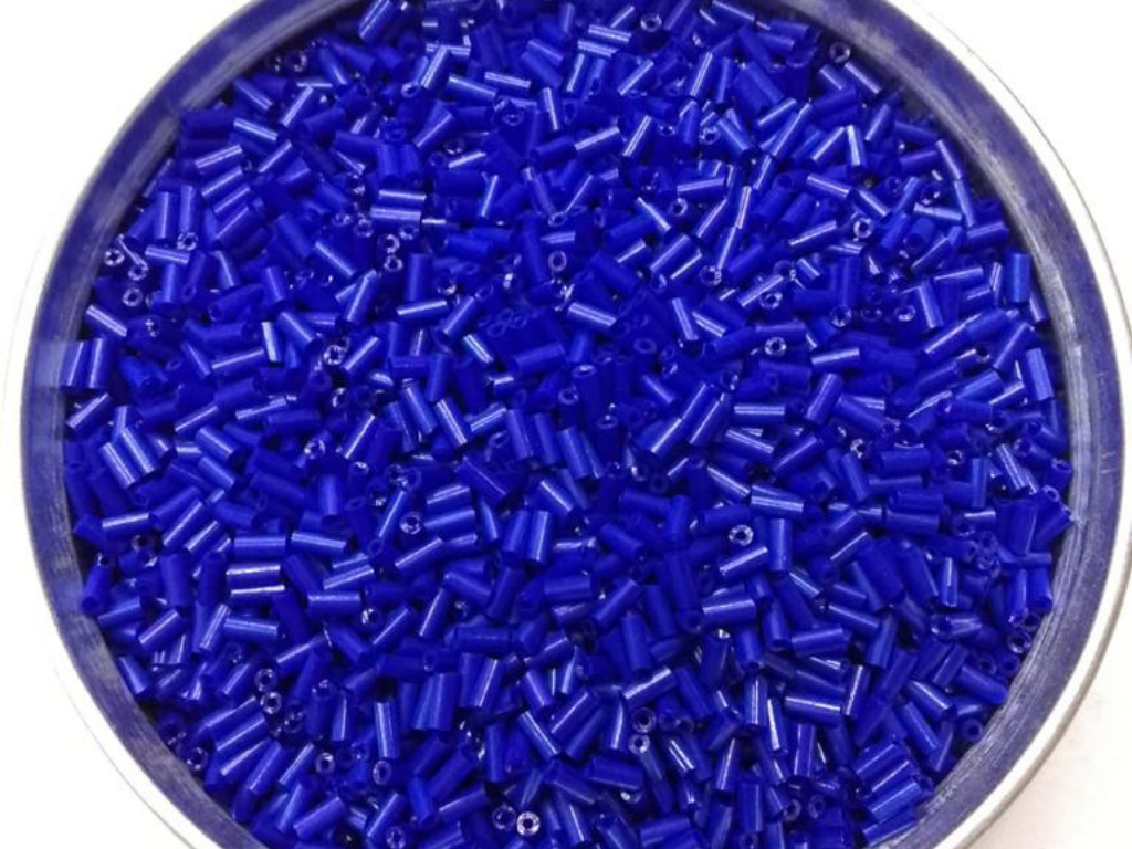 Bright Blue Pipe Glass Seed Beads- 4.5 mm