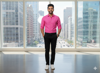 चमकीला गुलाबी सूती लिनन कपड़ा