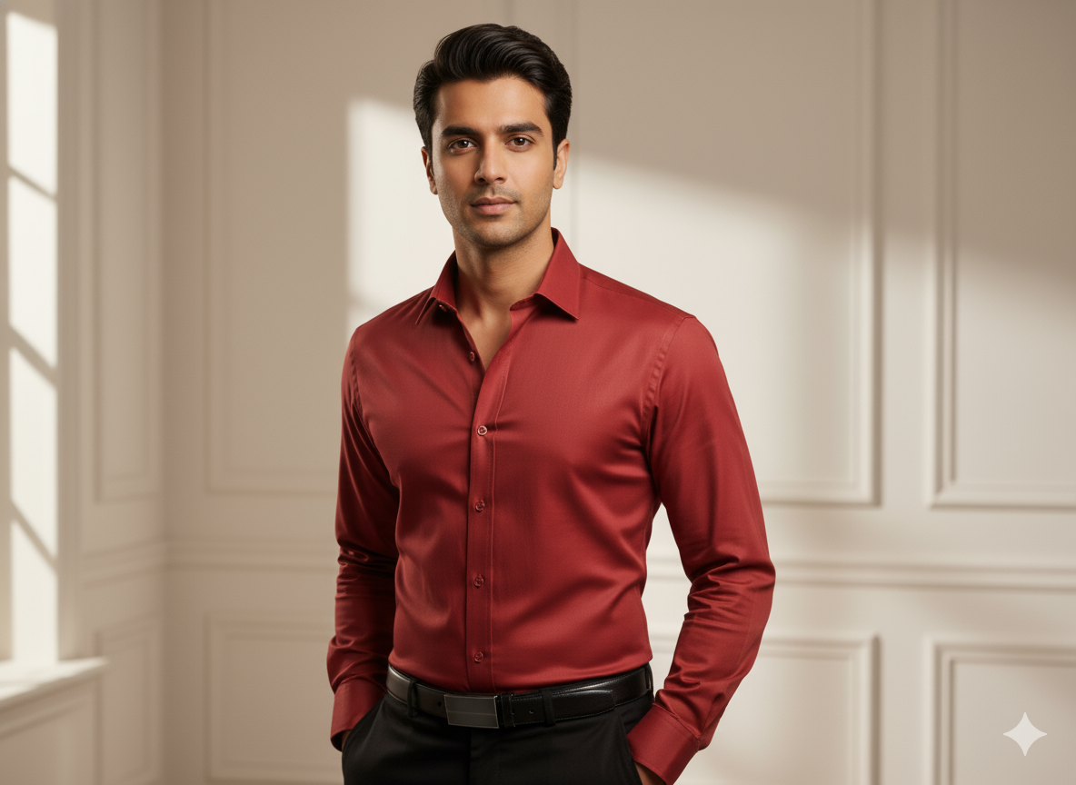 चमकीला लाल सादा ग्लेज्ड कॉटन कपड़ा