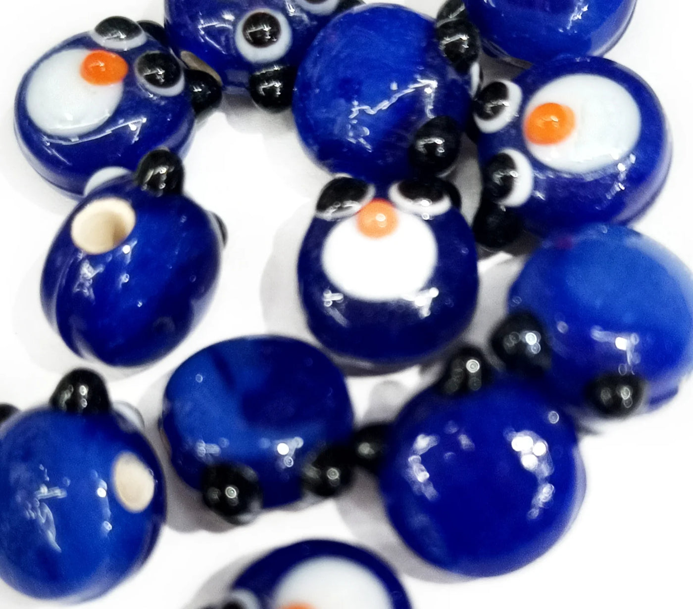 Blue & White Bird Shape Glass Charms