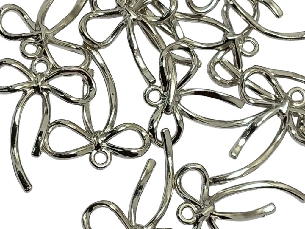 Silver Bow Shaped Metallic Charms