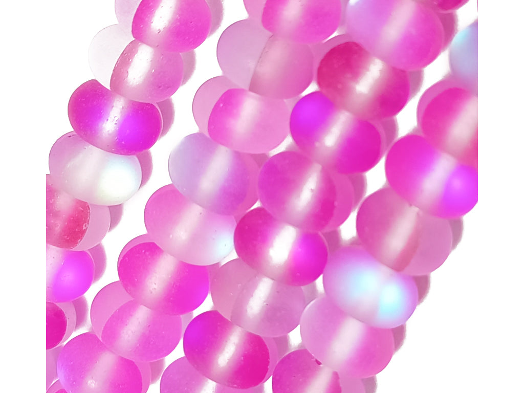 Magenta Rondelle Natural Aura Glass Beads