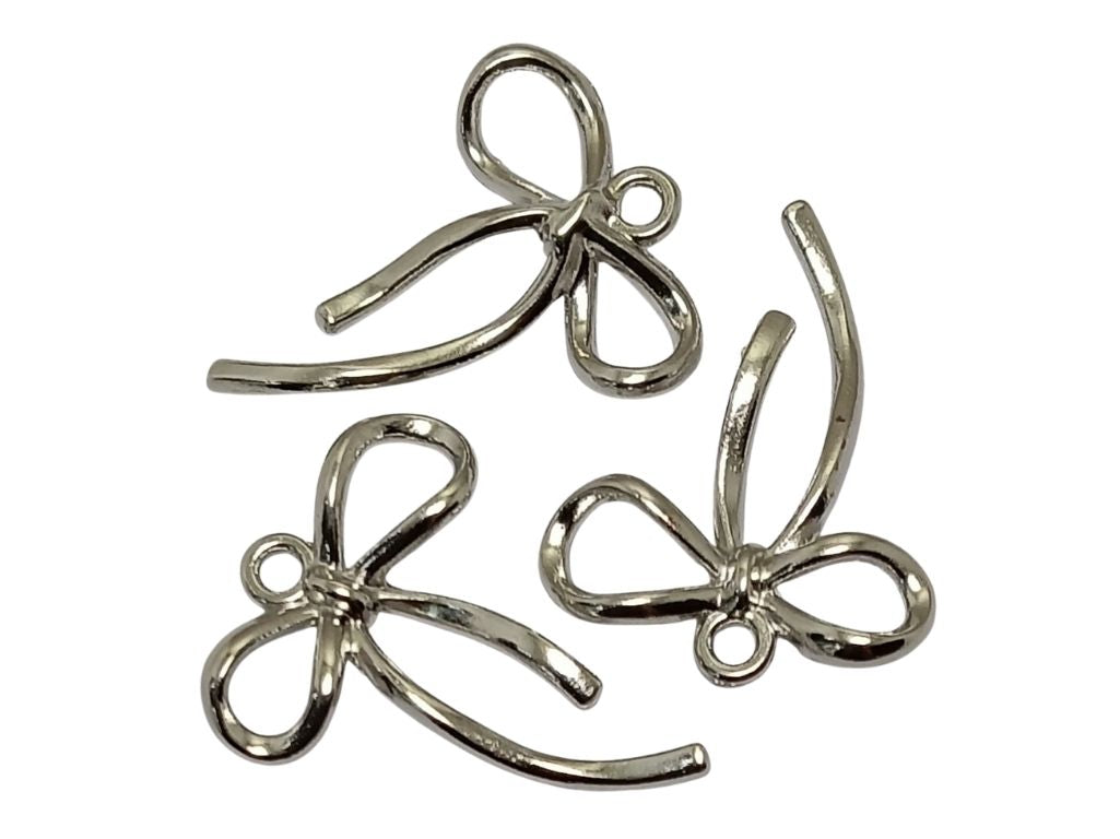 Silver Bow Shaped Metallic Charms