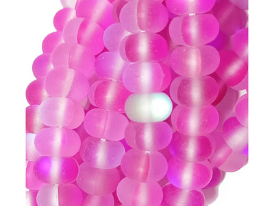 Magenta Rondelle Natural Aura Glass Beads