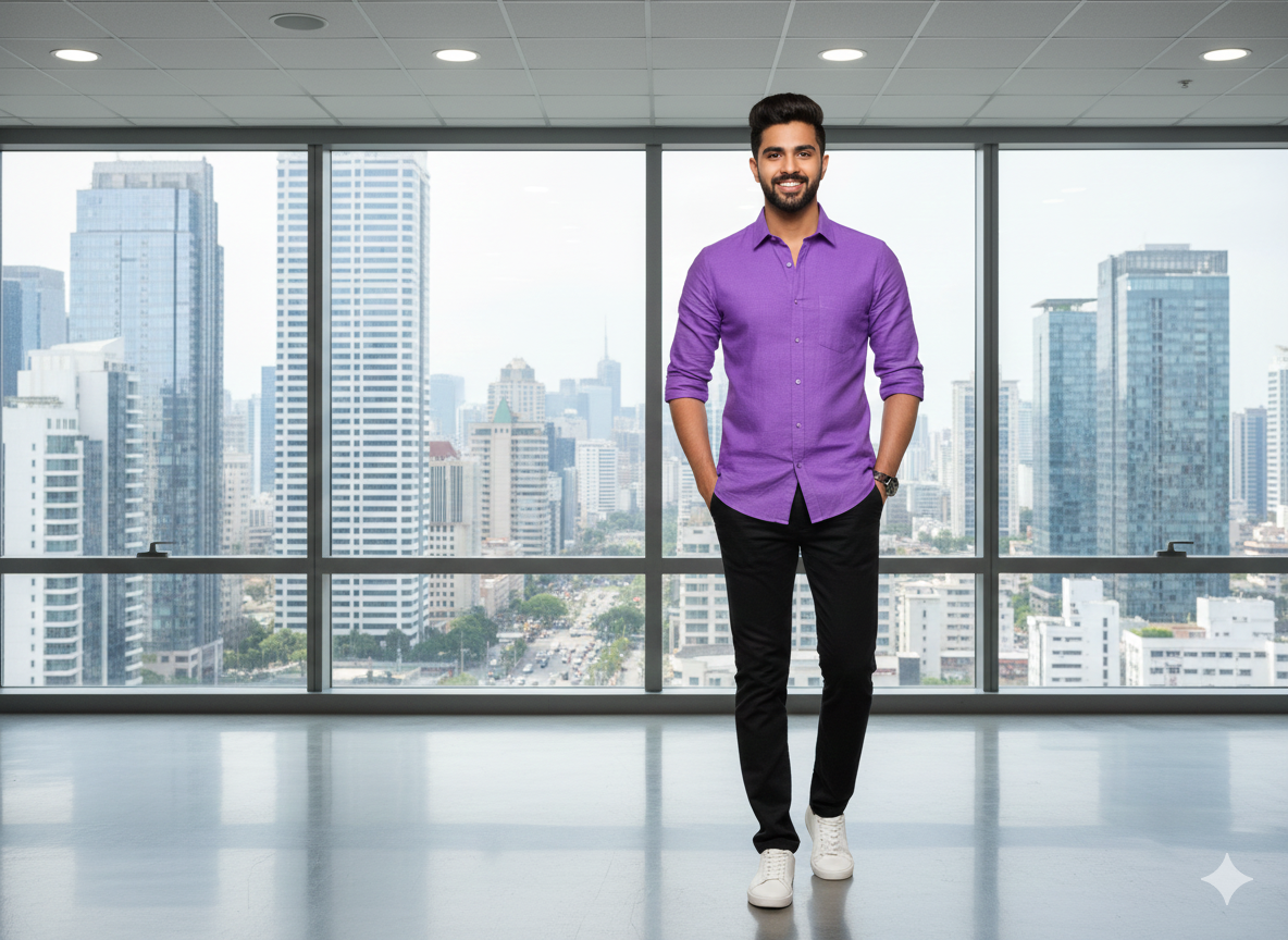 रॉयल पर्पल कॉटन लिनन फ़ैब्रिक