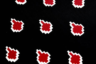 Black And Red Motifs Printed Pure Cotton Fabric