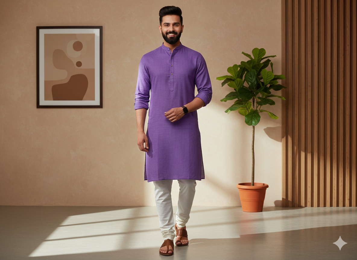 रॉयल पर्पल कॉटन लिनन फ़ैब्रिक