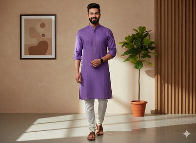 रॉयल पर्पल कॉटन लिनन फ़ैब्रिक